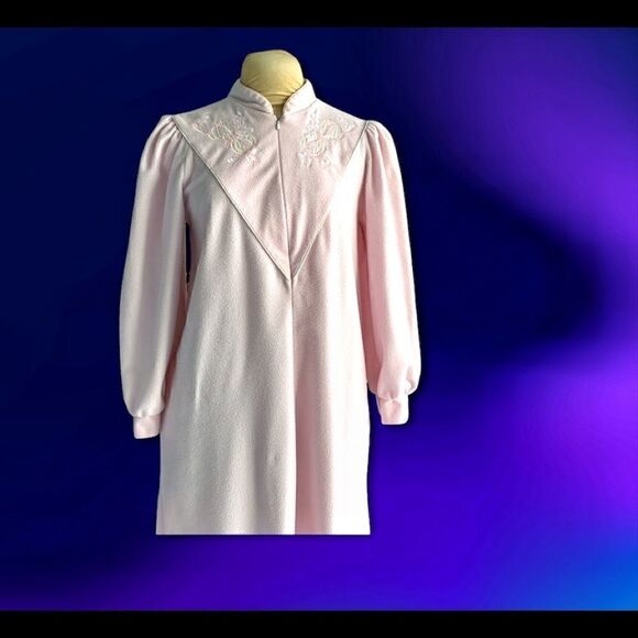 Vintage Christian Dior pink embroidered robe front zipper XS-S - Picture 6 of 12